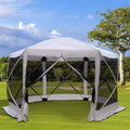 Outsunny 11.5 X 11.5 6 Sided Hexagonal Pop Up Portable Gazebo Canopy Tent With Mesh Netting Sidewalls