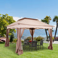 Outsunny Tan 11 Foot X 11 Foot Outdoor Folding Portable Pop Up Gazebo With Zippered Netting