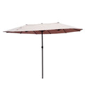Outsunny 15 Market Outdoor Umbrella Double Sided Aluminum Table Patio Umbrella With Crank Tan