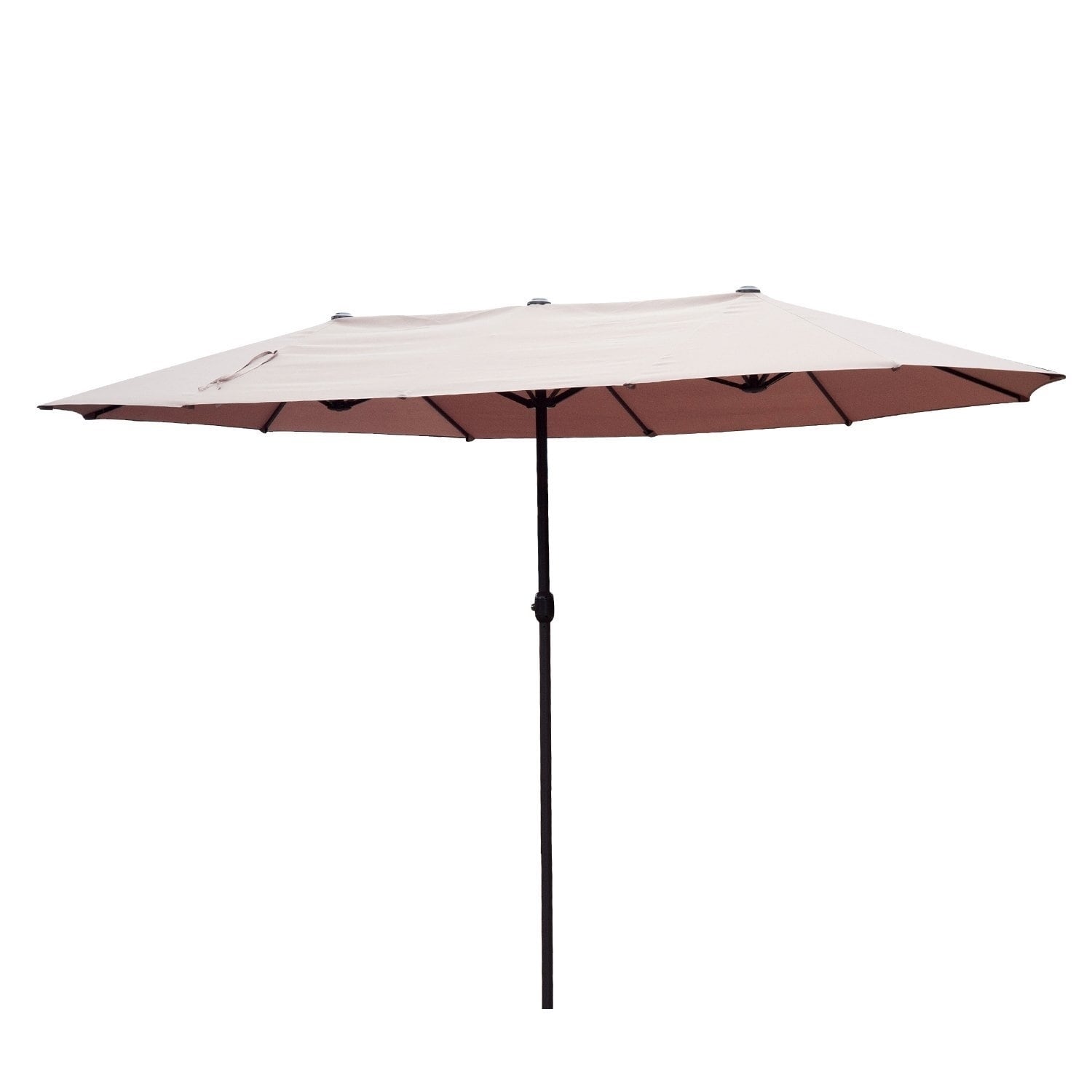 Outsunny 15 Market Outdoor Umbrella Double Sided Aluminum Table Patio Umbrella With Crank Tan