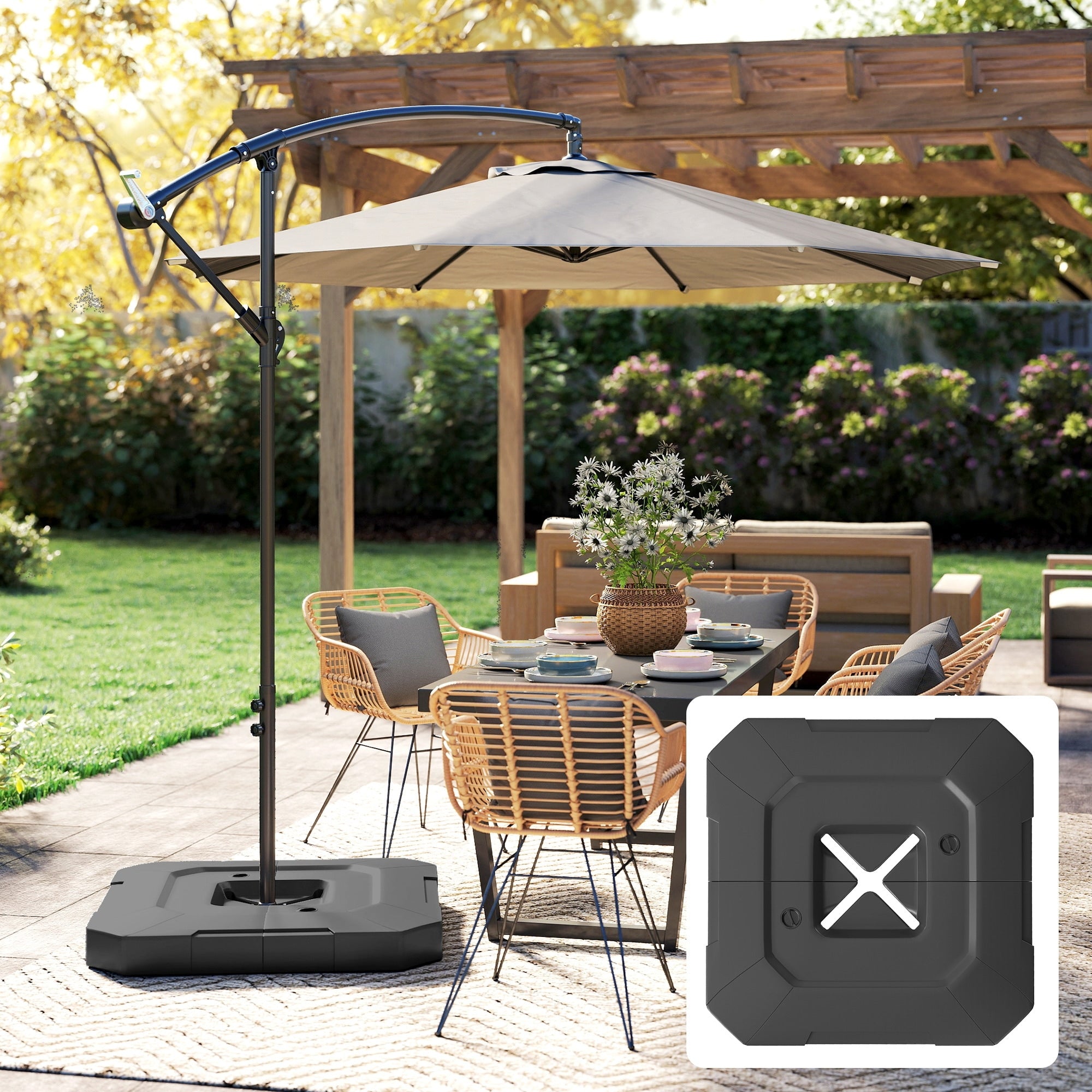 Outsunny 2 Piece Cantilever Offset Patio Umbrella Base Weight Set 231 Lb Heavy Duty Fillable Outdoor Offset Umbrella Weights
