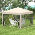 Outsunny 210D Oxford 10 X 10 Pop Up Canopy Tent With Netting Instant Screen Room House Tents For Parties Height Adjustable