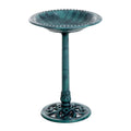 Outsunny Green Resin 28 Inch Resin Free Standing Garden Pedestal Bird Bath Bowl