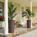 Outsunny 29 Inch Tall Planters For Outdoor Plants Set Of 2 Plastic Flower Pots With Diy Drainage Holes