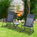 Outsunny Outdoor Rocking Chair Patio Table Seating Set Folding Grey