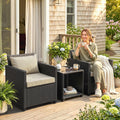 Outsunny 3 Piece Patio Bistro Set Wicker Patio Furniture Set With Glass Coffee Table And Chairs