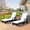 Havenside Home Edgewater 3 Piece Adjustable Rattan Chaise Lounge Chair Set