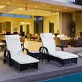 Havenside Home Edgewater 3 Piece Rattan Adjustable Chaise Lounge Chair Set