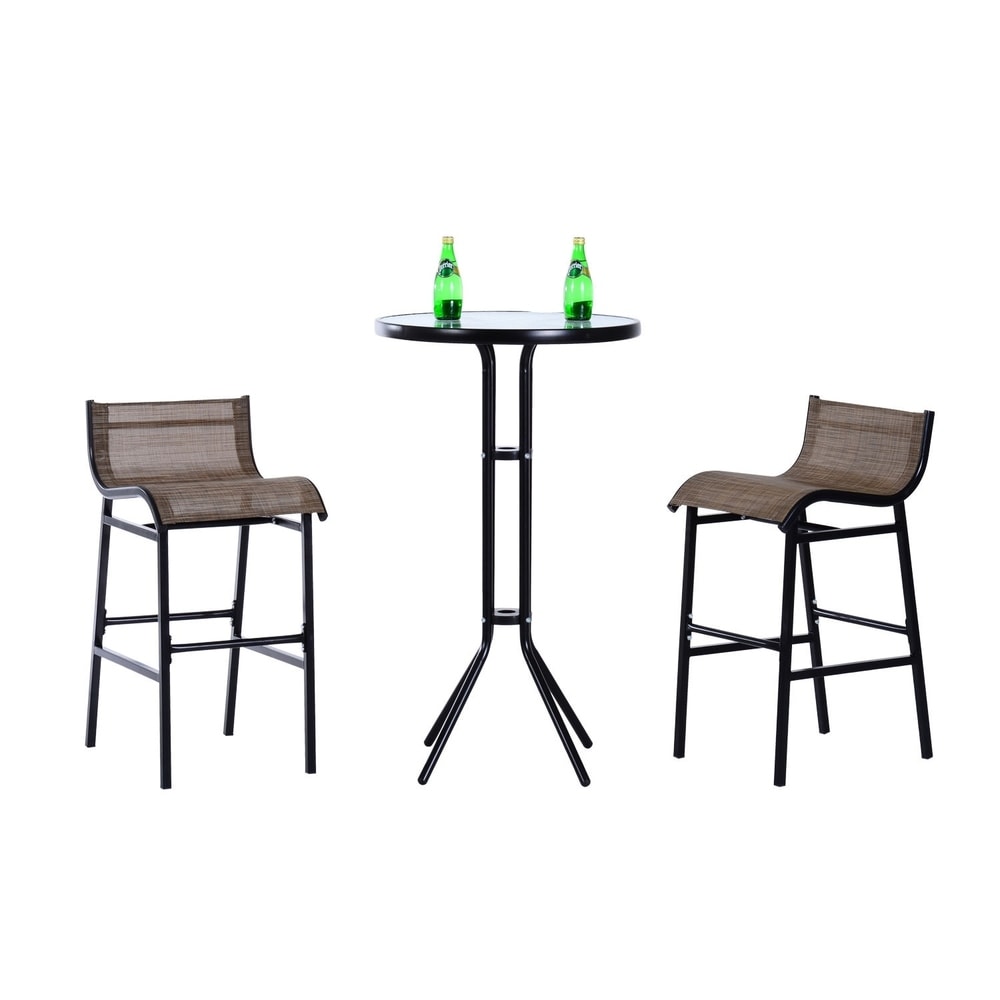 Havenside Home Santa Barbra 3 Piece Outdoor Patio Pub Bistro Table And Chairs Set