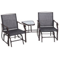 Sylvestere Outdoor Sling Fabric 3 Piece Double Glider Rocker Chairs With Table Set