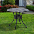 Outsunny Round Cast Aluminum Outdoor Dining Table Black