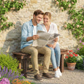 Outsunny 35.4 Wooden Garden Bench With Storage Shelf 2 Seater Suitable For Patio Balcony Outdoor Bench Carbonized Wood
