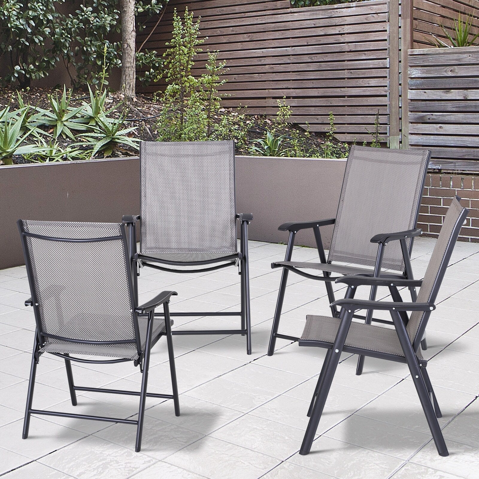 Outdoor Folding Patio Chairs Set Of 4 Stackable