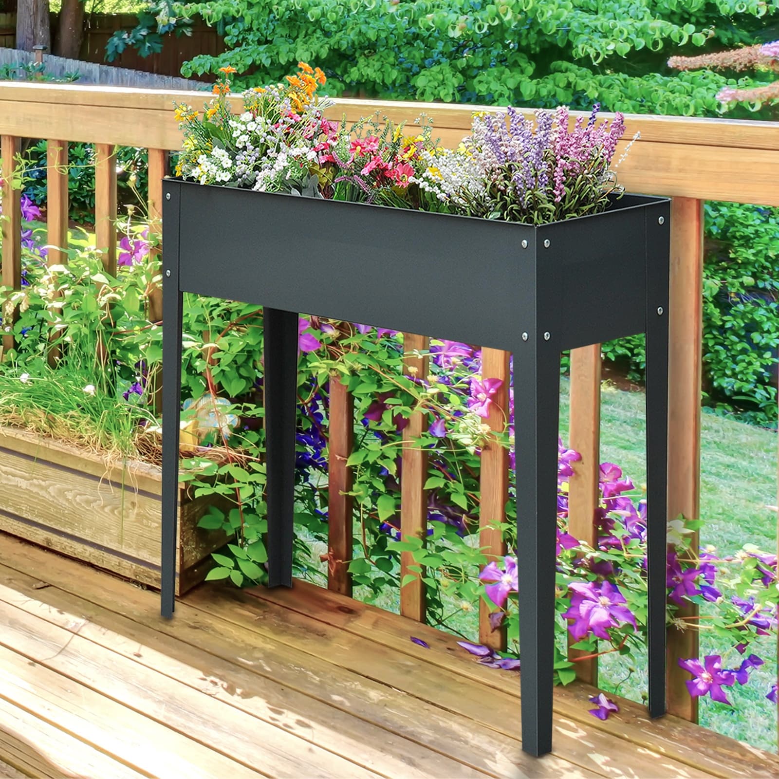 Outsunny 40 In. X 32 In. X 12 In. Metal Elevated Garden Bed Planter Box
