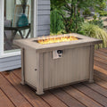 Outsunny 42 50 000 Btu Outdoor Patio Backyard Gas Fire Pit Table With Beautiful Slate Tabletop Wicker Design