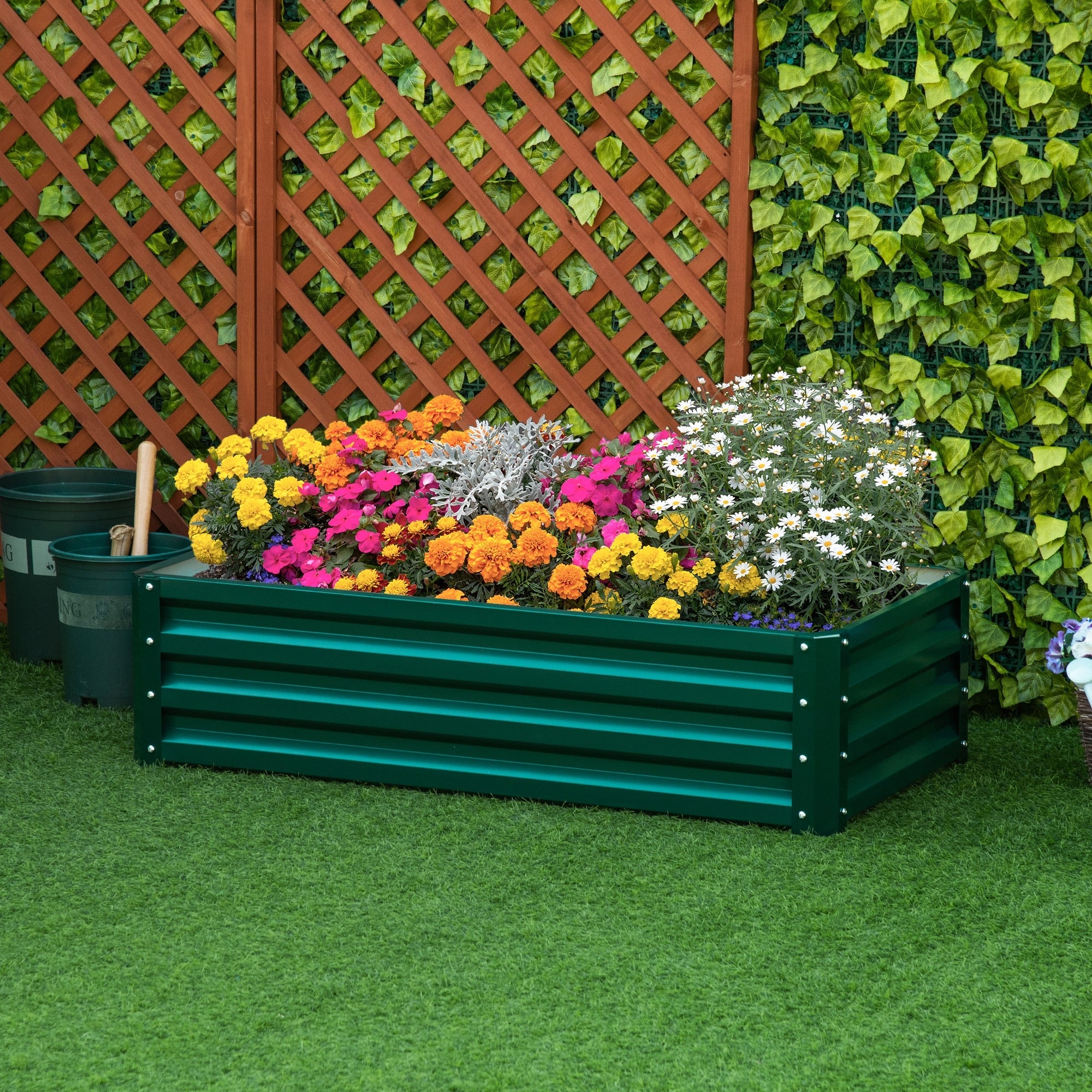 Outsunny 49 In. X 26 In. X 12 In. Galvanized Metal Raised Garden Bed