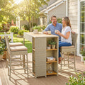 Outsunny 5 Piece Outdoor Bar Set 3 Tier Storage Wicker Outdoor High Top Table And Chairs