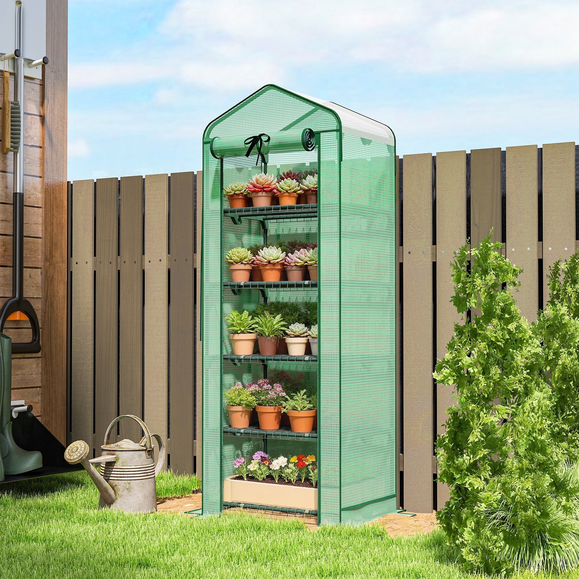 Outsunny 5 Tier Mini Greenhouse With Screen Roof 27.6 X 19.7 X 75.6 Portable Small Greenhouse With High Strength Pe Cover