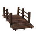 Outsunny 5 Foot Stained Wood Rustic Arched Decorative Backyard Garden Bridge With Railings