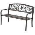 Outsunny 50 Cast Iron Vintage Bird Pattern Garden Patio Bench