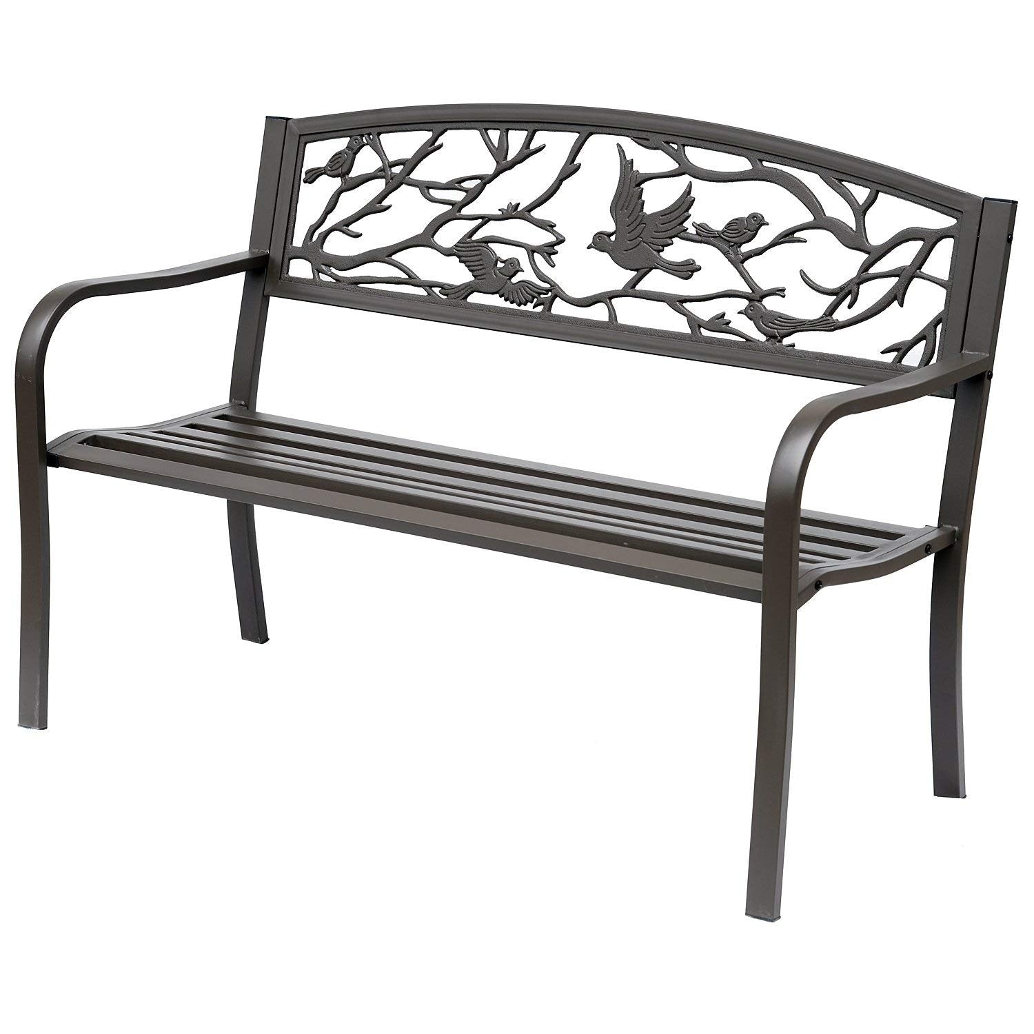 Outsunny 50 Cast Iron Vintage Bird Pattern Garden Patio Bench