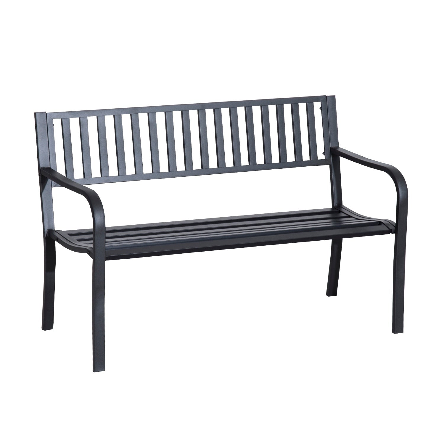 Outsunny 50 Slatted Steel Decorative Patio Garden Bench