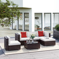 Outsunny 6 Pc Outdoor Patio Rattan Wicker Sectional Sofa Furniture Set
