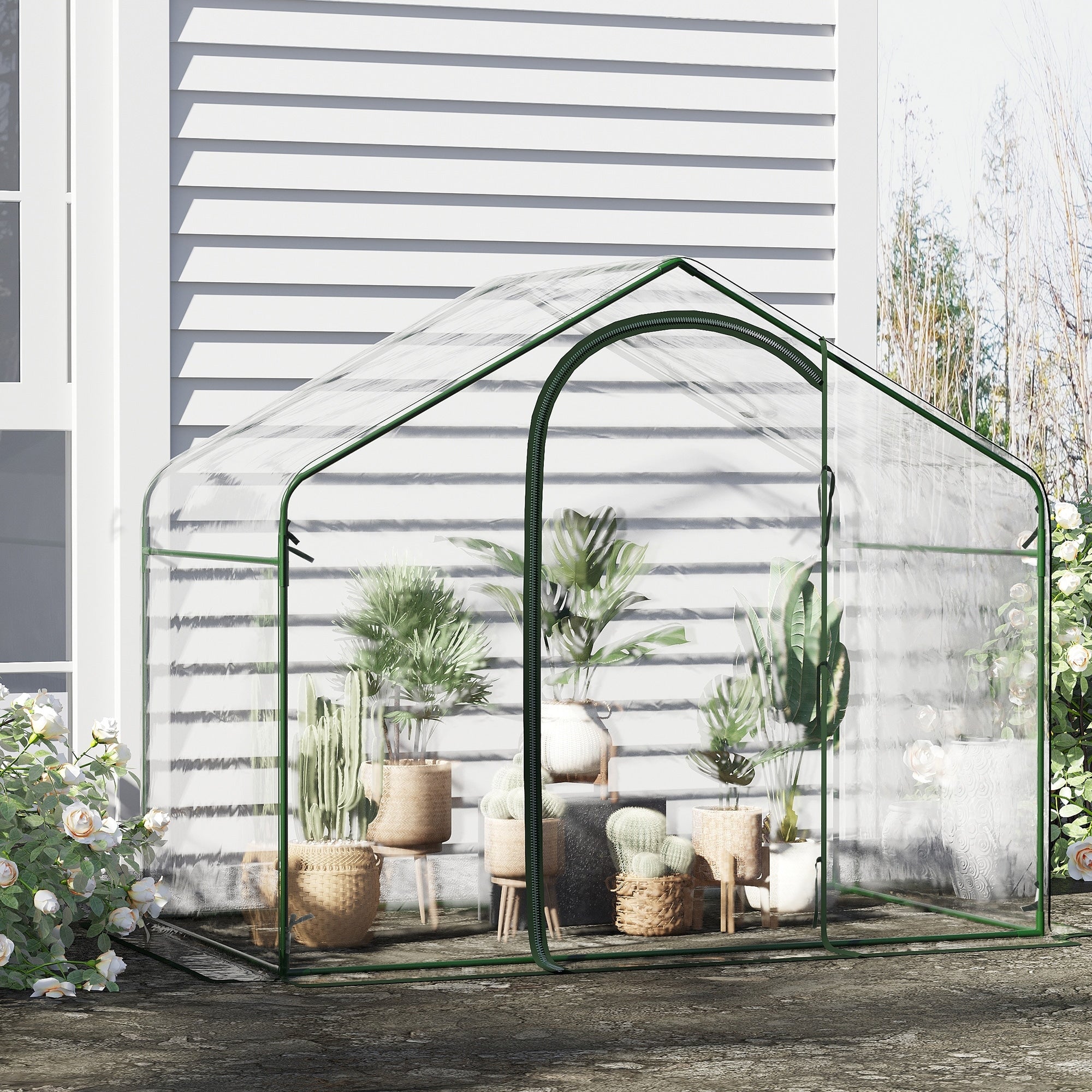 Outsunny 6 X 3.5 X 5 Outdoor Portable Walk In Greenhouse With Clear Pvc Cover