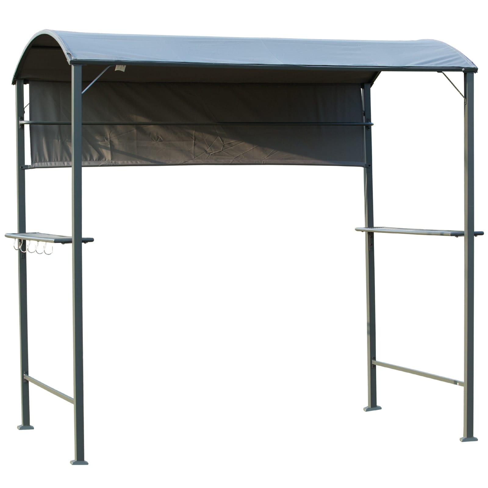 Outsunny 7 Ft Outdoor Patio Bbq Grill Canopy Gazebo Tent With Side Awning 2 Exterior Serving Shelves Storage 5 Hooks