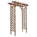 Outsunny 79 In Wooden Garden Arbor Arch Trellis With Classic Countryside Style Pergola Style Roof For Climbing Vines