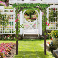 Outsunny 7 Wood Steel Outdoor Garden Pergola Style Arbor Arch Trellis Natural Wood