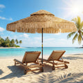 Outsunny 8.5 Ft Hula Thatched Tiki Patio Umbrella 2 Tier Tropical Hawaiian Style Outdoor Umbrella With 8 Ribs Upf30