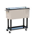 Outsunny 80 Qt Rolling Ice Chest Portable Patio Party Drink Cooler Cart Stainless Steel