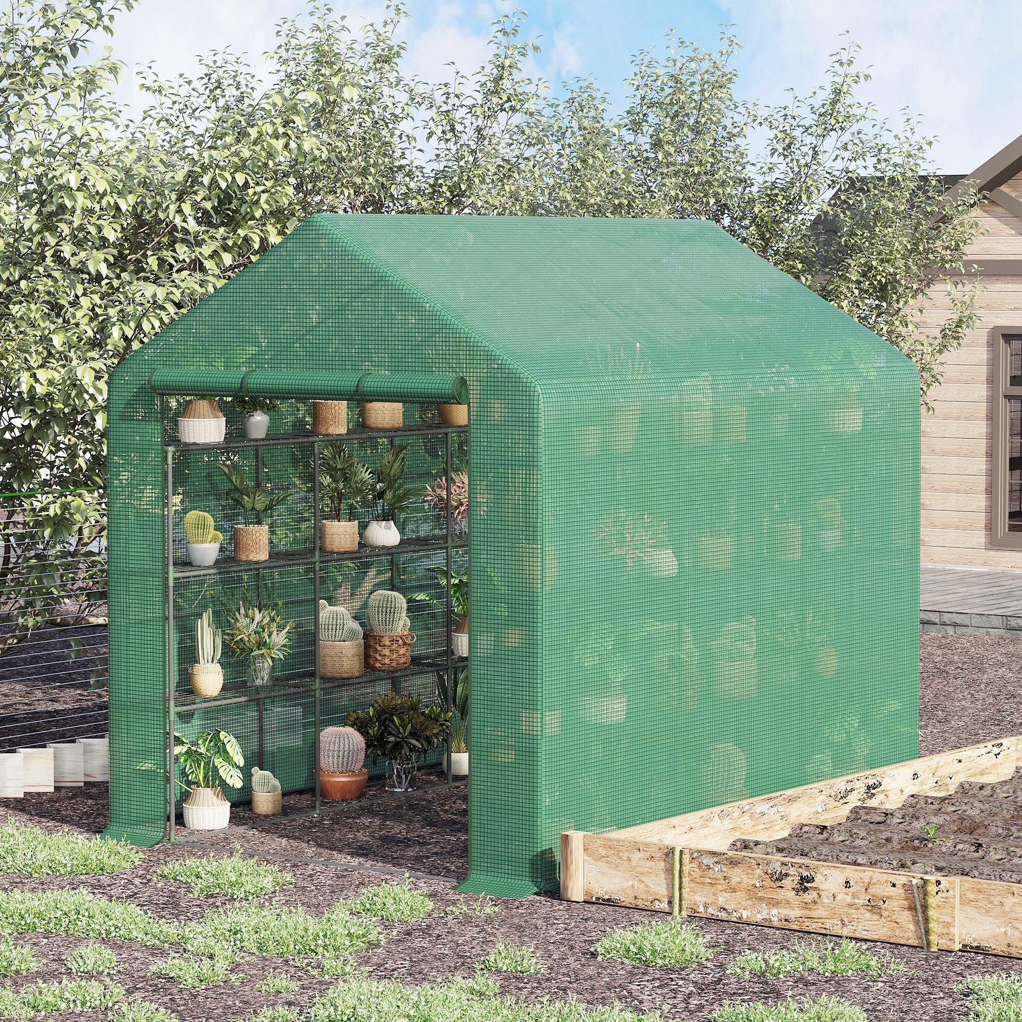 Outsunny 8 X 6 X 7 Portable Greenhouse W Shelves