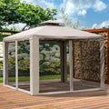 Outsunny 10 X 10 Steel Fabric Square Outdoor Gazebo With Mosquito Netting