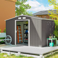 Outsunny 9 X 6 Outdoor Storage Shed Garden Tool Metal Shed With Foundation Kit Double Lockable Door