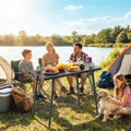 Outsunny Adjustable Height Folding Picnic Table With Removable Plates Aluminum Camping Table Portable