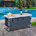 Outsunny Aluminum Folding Camp Table With Carrying Handle And Storage Organizer