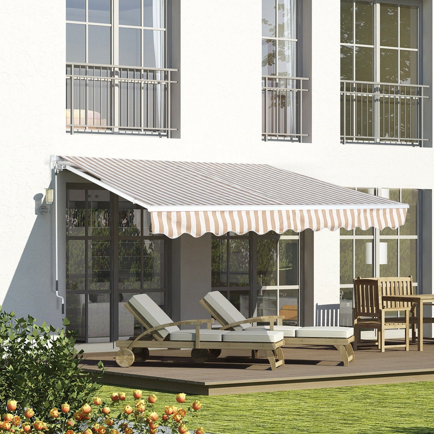 Outsunny 152 Manual Retractable Patio Sun Shade Awning