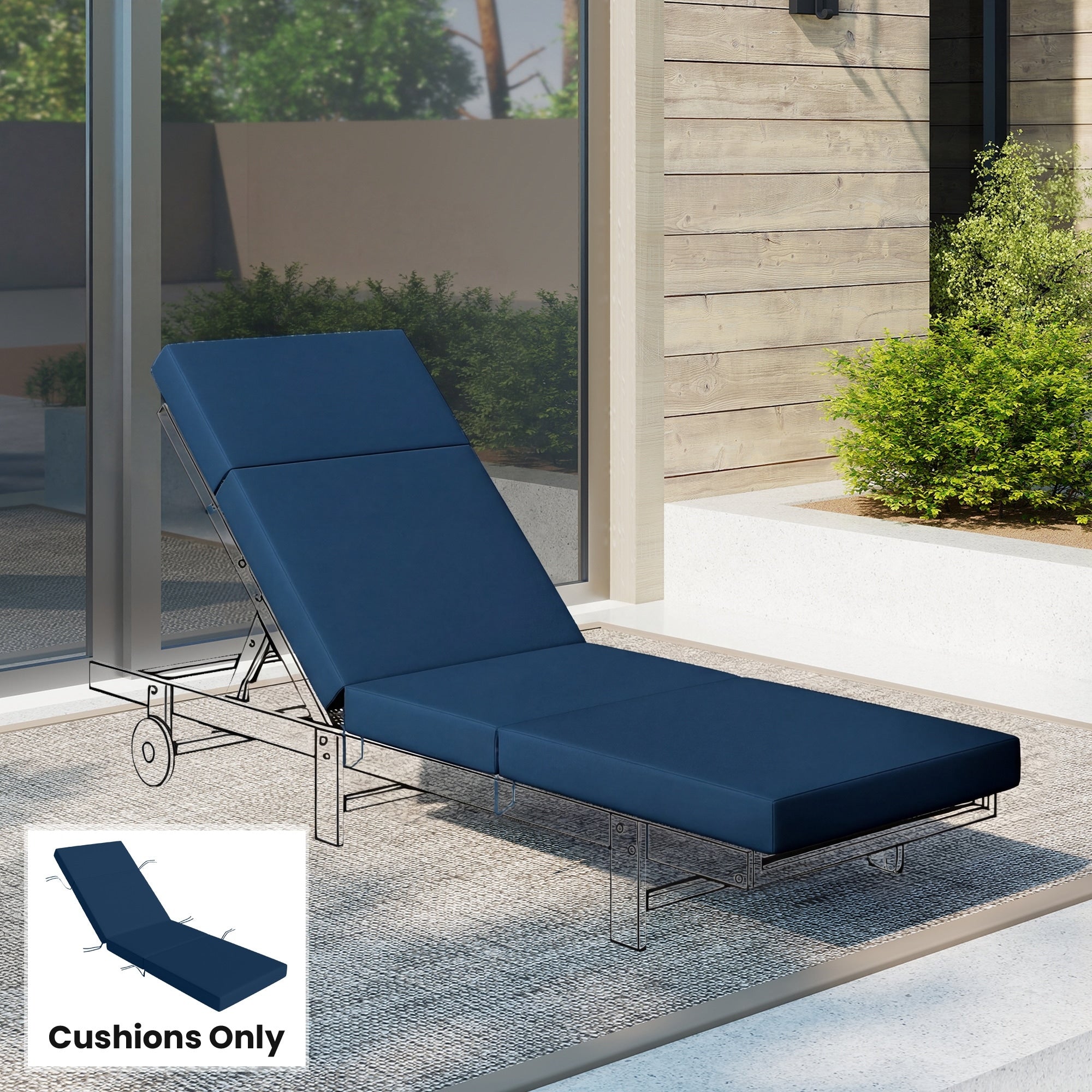 Outsunny Chaise Lounge Cushion 4 Thick Outdoor Lounge Chair Cushions With Non Slip Ties