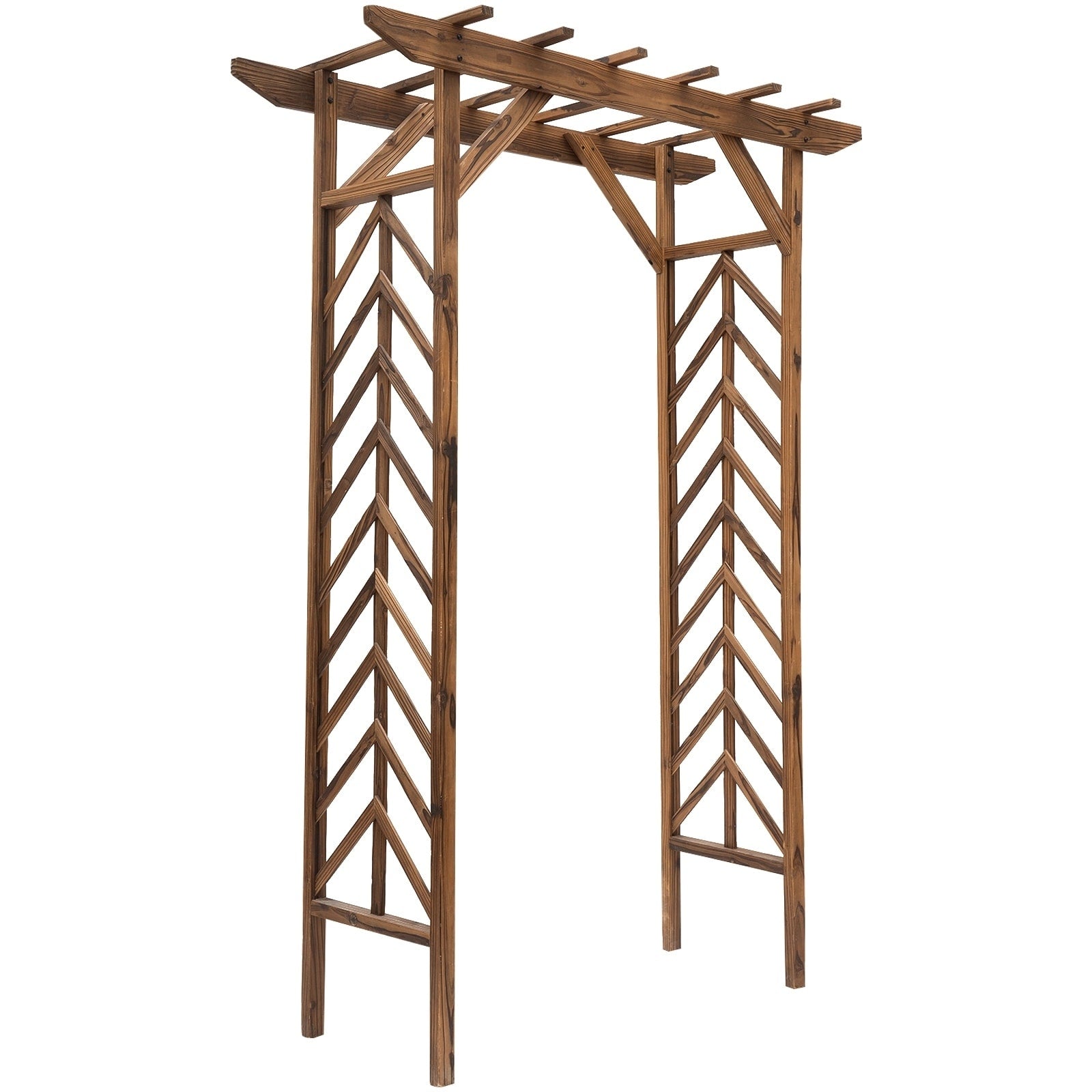 Outsunny Fir Wood Garden Backyard Arbor Trellis With Pergola Style Roof Perfect For Vines Other Plants
