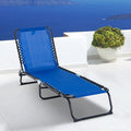 Outsunny 3 Position Portable Reclining Beach Chaise Lounge Folding Chair Outdoor Patio Light Blue