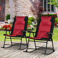 Outsunny Folding Padded Outdoor Camping Rocking Chair Set Blue Grey