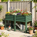 Outsunny Galvanized Steel Raised Garden Bed With Storage Shelf And Bed Liner Elevated Planter Box With Legs