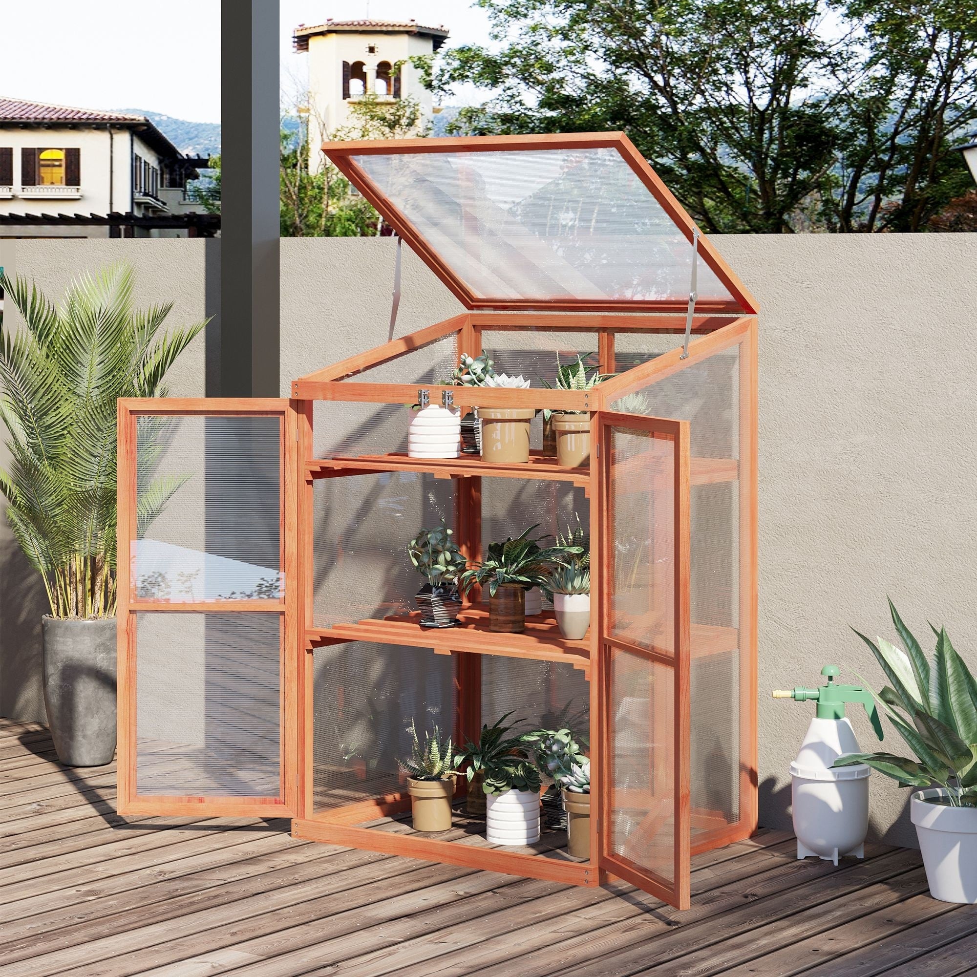 Small Wooden Cold Frame Greenhouse Outdoor Indoor Planter Box