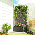 Outsunny Metal Planter Box With Trellis 71 Tall Raised Garden Bed With Trellis Privacy Screen And Drainage Holes
