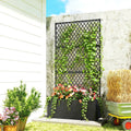 Outsunny Metal Planter Box With Trellis Raised Garden Bed With Trellis Privacy Screen And Drainage Holes For Climbing Plants