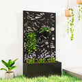 Outsunny Metal Raised Garden Bed With Trellis For Climbing Plants Freestanding Or Wall Mounted Flower Bed With Privacy Panel