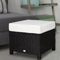 Outsunny Modern Rectangle Rattan Wicker Ottoman Footrest With Removable Cushion And Modern Design For Outdoor Indoor Use