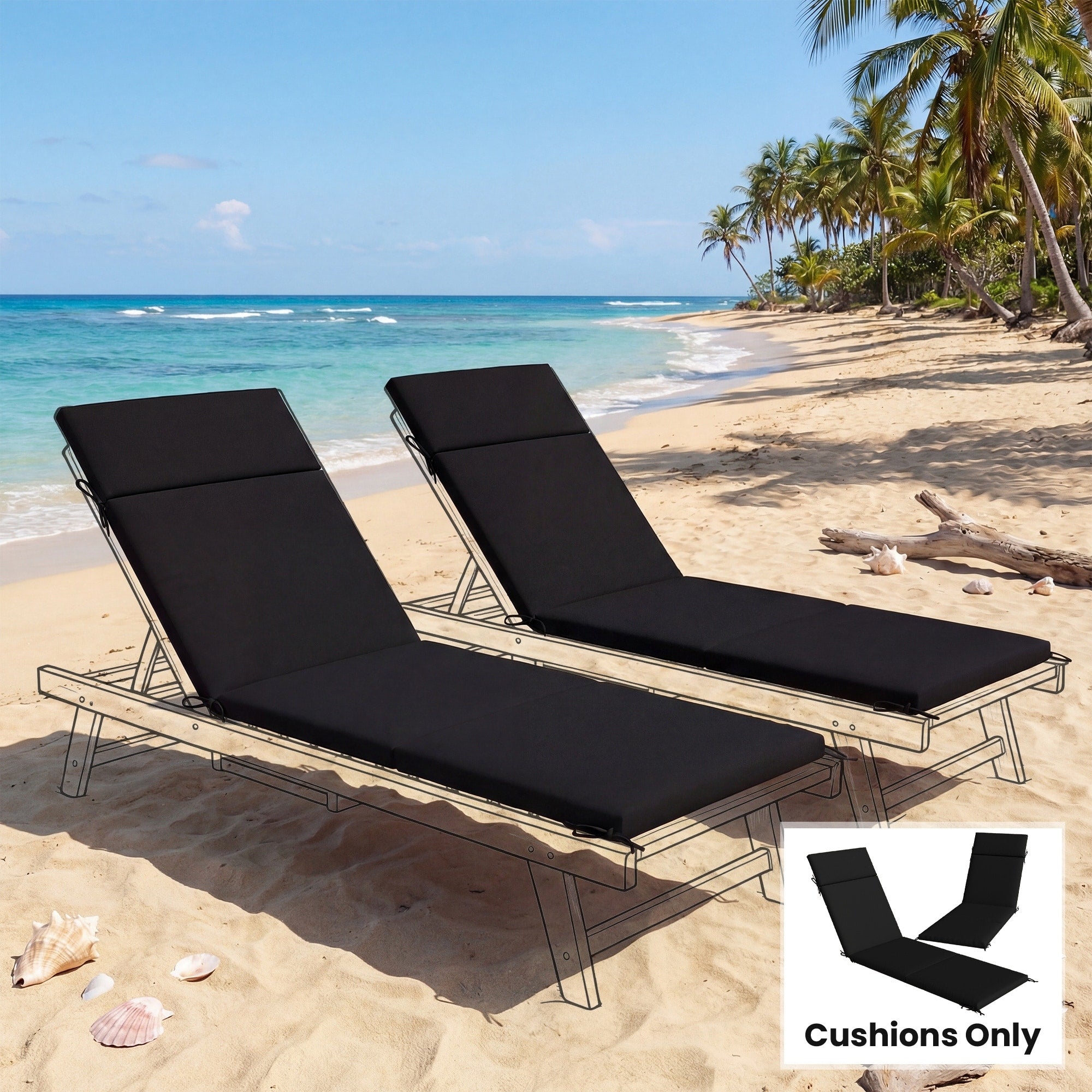 Outsunny Outdoor Chaise Lounge Cushions Set Of 2 Chaise Lounge Cushions With 6 Ties High Density Foam
